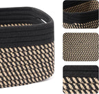 Small Storage Baskets for Organizing | Closet Organizer Bins | Shelf Toy Basket | Woven Rope Baskets | Cube Decorative Box | Shallow Basket | 13x8.5x5.1” | 3 Packs Black Brown