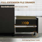 3 Drawer File Cabinet with Lock and 4 Keys, Mobile Metal Filing Cabinet, File Cabinets for Home Office, Under Desk, Pre-Assembly, File Drawer, Letter/Legal/A4 Hanging File Folders