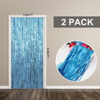 2 Pack Blue Streamers Party Decorations Fringe Backdrop Ocean Themed Decorations Foil Curtain Backdrop Blue Birthday Ocean Party Decor Supplies