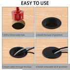 2 Inch(50mm) Desk Grommet, 13 Pieces Wire Grommet, Desk Hole Cover for Cables with Hole Saw,Plastic Cable Cord Wire Hole Cover for Desk, Table,Cabinet,Countertop and Other Furniture(Black)