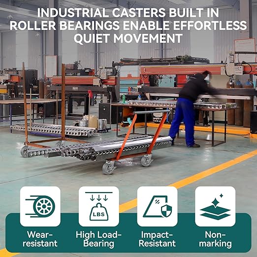 5'' × 2'' Caster Wheels, Heavy Duty Industrial Casters Set of 4 Rubber Wheels, Load 2800lbs Capacity, Swivel Caster for Cart Dolly Toolbox (2 Brake & 2 Swivel)