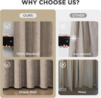 Joydeco Pinch Pleated Curtains - 100% Blackout for Bedroom, Linen Curtains 40" W x 84" L, Thermal Insulated 2 Panels Light Blocking Drapes, Back Tabs for Living Room