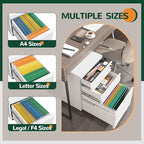 3 Drawer File Cabinet with Lock, Metal Mobile Filing Cabinet on Wheels, Under Desk Storage Cabinet for Home Office, Deep Drawers for Letter/Legal/A4 Files with Anti-Tip Design (White)