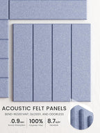 Bumusty Large Cork Board Alternative-36 x24 Felt Bulletin Board Tiles, with 30 Pushpins, 40 Adhesive Tabs, 6-Pack Slat Wall Paneling, Cork Boards for Office Push Pin Board Felt Board-Soft Periwinkle