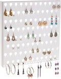 Angelynn's Wall Mounted Earring Holder Organizer Display for Small and Medium Women Post Stud Dangle Pierced Earrings, Hanging Closet Jewelry Storage Rack, Sariea White 12"x12"