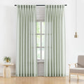 Vision Home Soft Green Pinch Pleated Semi Sheer Curtains Textured Linen Blended Light Filtering Window Curtains 95 inch for Living Room Bedroom Pinch Pleat Drapes with Hooks 2 Panels 40" Wx95 L