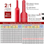 Chanzon 2:1 Ratio - 80Ft Roll - 1-9/16" (40mm) Heat Shrink Tubing 2:1(25M Total Length) Red Polyolefin Sleeving Wrap Shrinking 2 to 1 1pcs