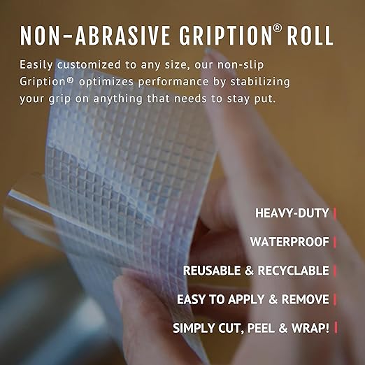 CATTONGUE GRIPS Non-Abrasive Grip Tape Wrap - 2” Thick Heavy-Duty, Waterproof Anti-Slip Tape for Wrapping Tools, Bats, Gym Equipment - Indoor & Outdoor Anti-Slip Solution (Black & Clear, 2-Pack)