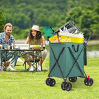 27 Gal/180 LBS Capacity Shopping Cart, Upgrade Huge Grocery Cart on Wheels,Heavy Duty Foldable Utility 360° Rolling Swivel Wheels for Shopping Picnic Groceries Laundry (Dark Green)