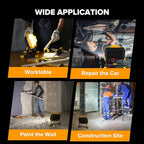 LUTEC 12500 Lumen LED Work Light, Dimmable Flood Lights with 3 Brightness Levels, IP65 Waterproof Portable Job Site Lights with Stand and 5 Ft 3-Prong Power Cord for Workshop Garage Construction Site