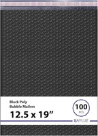 Black 12.5x19.5 Inch Large Poly Bubble Mailers #6 | Padded Envelopes with Self Seal | Air Lined Cushioned Bubble Mailer | Usable Size 12.5x15 | 100 Pack Bulk | Lightweight shipping Bags