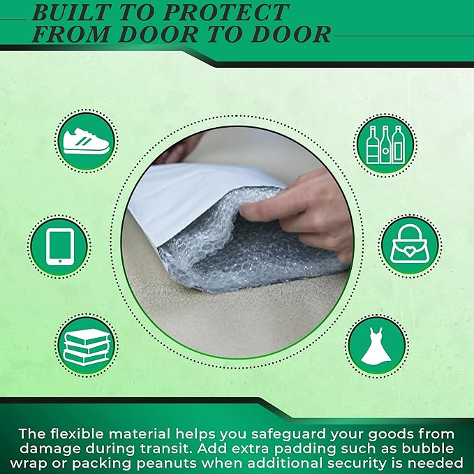 100 Pack Secure Seal White Poly Mailers - 14.5x19 Safe Shipping Bags - E-Commerce Self Sealing 2 Mil Poly Envelopes