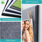 Large Cork Bulletin Board - 48" x 36" Cork Board for Walls - 12 Pack Felt Tiles, 60 Removable Safe Adhesive Tabs & 40 Pushpins - Dartboard Protector for Office, School, Home Decor - Dark Grey