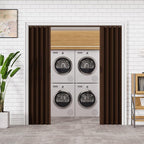 61"-72" x 80" Accordion Doors Interior - Three Installation Options, Vinyl PVC Bifold Accordion Closet Doors, Includes Door & Mounting Hardware, Handle, Temporary Folding Door for Doorway, Walnut