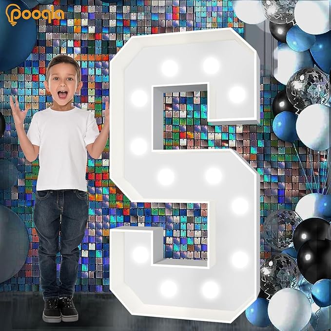 Pooqla 4 FT Marquee Light Up Letters, Giant LED Sign Cool White and Warm White Marquee Letter 4 Feet Tall, Big Mosaic Letter B for Balloons Birthday Party Anniversary Wedding Decorations