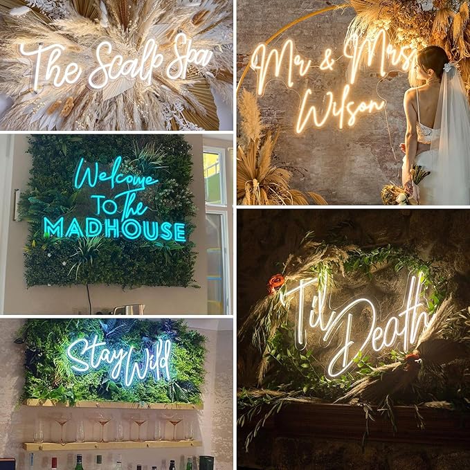 Custom Neon Sign Customizable for Wall Decor, Personalized LED Neon Sign for Wedding Birthday Gift Party Bar Game Bedroom Home Company Logo Business Shop Name Logo Neon Lights up Signs