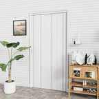37-48 x 80in Accordion Doors Interior Folding Door, White PVC Accordion Door with Upgraded Roller & Complete Hardware & Handle, for Closet Bathroom Doorways