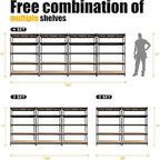 PrimeZone 48" x 24" x 72" Heavy Duty Storage Shelves - 5 Tier Adjustable Garage Storage Shelving, Metal Storage Utility Rack Shelf Unit for Warehouse Pantry Closet Kitchen, Black