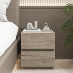 furtble Stackable 2-Drawer Dresser, Multi-Purpose Storage Closet Cube for Bedroom, Country Style Storage Cabinet for Entryway, Nightstand Sofa Beside Table Drawer Chest, 15.8 in, Grey Oak