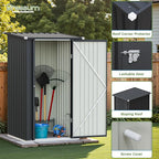Greesum 3×3FT Outdoor Storage Shed, Metal Patio Storaged Sheds with Lockable Doors, Sheds & Outdoor Storage for Backyard, Pool and Garden, Black