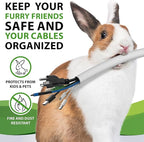 Small Pet Select Heavy Duty Cord Cover - White, 10ft - Ultra Durable Electrical Cable and Wire Protector for Rabbits, Dogs, Cats and Other Pets - Cord Management and Animal Protection