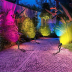 1500LM LED High Brightness Outdoor Landscape Lighting 15W RGB Color Changing Landscape Lights Remote Control Spot-Lights with Plug in IP66 Waterproof Flood Light for Garden-4 Packs
