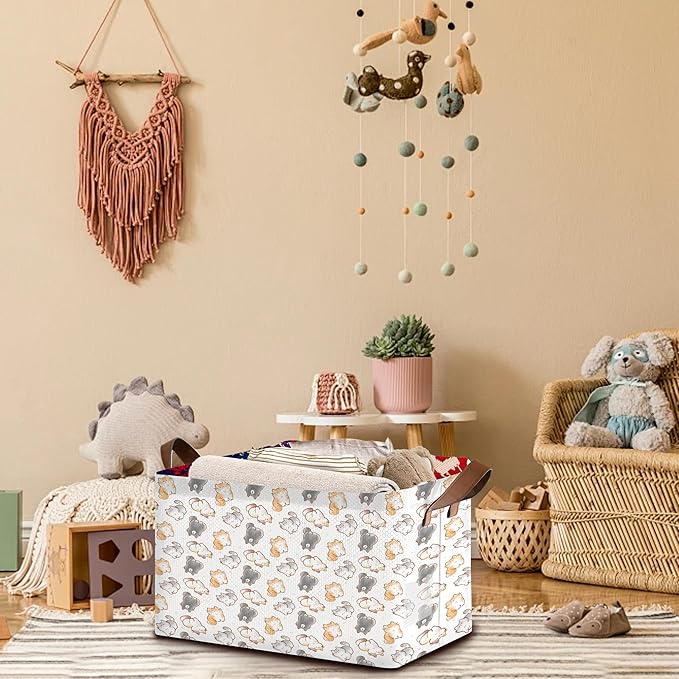 Cute Cat Storage Basket Large 17x11.5x10.5 Inche-Collapsible Fabric Organizer Bin with Handles for Kids Room, Nursery, Toys-Foldable Decorative Hamper with Adorable Cat Print-Single Pack