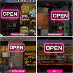 inSharePlus 16"x 9" LED Neon Open Sign for Business, with ON/OFF Switch adapter, Ultra Bright Lighted Sign Open, Electric Light up Sign for Stores, Restaurants Offices Retail Shops Window Storefronts