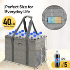 BALEINE Extra Large Utility Tote Bag with Wire Frame for Storage (Beige, 16.5''x14''x10'')