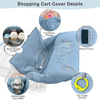 Muslin Shopping Cart Cover for Baby Soft & Breathable High Chair Covers for Restaurant Seat Grocery Cart Cover with Storage Pocket Machine Washable for Infant Toddler Boy and Girl, Blue