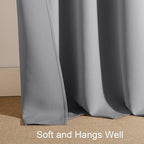 PONY DANCE Curtains 45 inch Length - Silver Grey Blackout Curtain Panels with Rod Pocket Top Thermal Window Treatments for Bathroom, Wide 42 Inches, Light Gray, 2 PCs