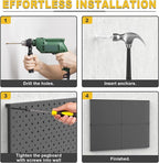 Ultrawall Metal Pegboard Panels, Pegboard Wall Organizer, Black Peg Boards for Wall, Garage Tool Storage Organization, 12"X16", 4pcs