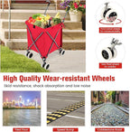 GOFLAME Folding Shopping Cart on Wheels, Waterproof Grocery Cart with Removable Cover and 360° Swiveling Wheels, Collapsible Utility Cart for Groceries and Laundry, 120LBS Load Capacity, Red