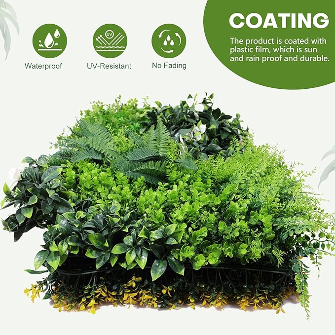 Artifical Grass Wall Backdrop 80PCS 10"x10 Boxwood Panels Grass Boxwood Hedge Wall Greenery UV Protected 55 Sqft Artificial Grass Wall Decor for Party Wedding Backyard Indoor Outdoor（5PACK 40"x40"）