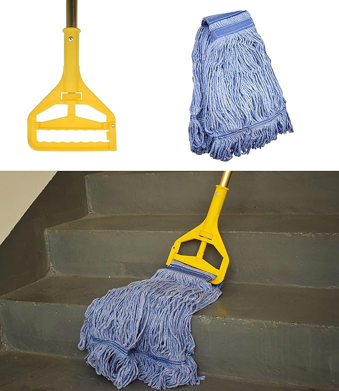 Mop Head Replacement Commercial Heavy Duty String Blue Wet Mop Heads for 3 Typs Commercial Mop Handle(3,Large)