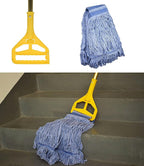 Mop Head Replacement Commercial Heavy Duty String Blue Wet Mop Heads for 3 Typs Commercial Mop Handle(4 pcs,Large,Weight 23oz)