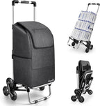 KEDSUM 2 in 1 Aluminum Alloy Stair Climbing Cart, 300LBS Grocery Cart on Wheels, Foldable Shopping Carts with Waterproof Oxford Black Bag for Groceries, Lightweight & Durable Aluminum Frame