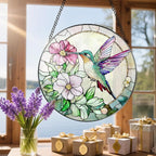 Hummingbird Suncatcher Stained Glass, Stain Glass Window Hanging, 8 Inch Stained Glass Decor, Bird Wall Art, Hummingbird Gifts, Gifts for Mom, Indoor Decor, Memory Sympathy Gift