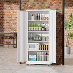 Greenvelly 73" Storage Cabinet with Wheels,Metal Rolling Garage Cabinet with Locking Doors and 4 Adjustable Shelves for Home,Kitchen,Office,Warehouse(32" W x 16" D White)