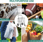 YITAHOME Folding Shopping Cart with Wheels, Rolling Foldable Grocery Cart with Versatile Rear Basket, Portable Collapsible Utility Cart for Shopping Groceries Laundry Storage Organizer