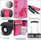 Extra Large Rolling Cleaning Caddy Bag with Detachable, Foldable Trolley Portable Cleaning Cart for Housekeeping Cleaning Caddy with Adjustable Shoulder Strap and Multiple Storage Pockets