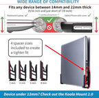 Dockem Koala Wall Mount 2XL: Damage-Free or Screw-in Universal Dock for Laptops, or Tablets and Smartphones with Thicker Cases (Black)