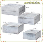 4 Pieces Wooden Cake Stands,Antique White Cupcake Stands for Display,12 inches Square Wooden crates,Wood Display risers for Wedding,Birthday Party,Christmas,etc. (Antique White)