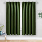 JIUZHEN Christmas Blackout Curtains for Bedroom - Thermal Insulated Room Darkening Noise Reducing, 52 x 63 Inch Length Curtains for Living Room, Set of 2 Panels with Tiebacks, Olive Green