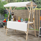Outdoor Vendor Cart Foldable, Vending Stand Kiosk Display Trolley with Canopy, Selling Food Booth Concession Shelf, for Market Street Food & Events(White,150cm/59in)