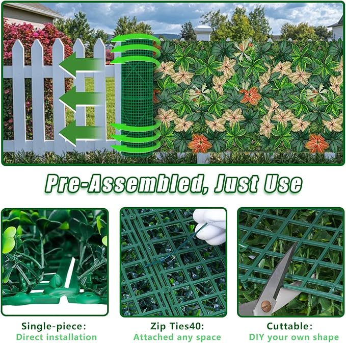 Artificial Grass Wall, 40"x20" (33.33 SQFT) Greenery Backdrop Wall with UV-Anti, Fake Plant for Outdoor Garden Fence and Indoor Home Wedding Party Decor