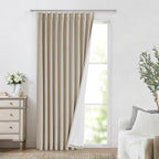 Vision Home Sand Pinch Pleated Full Blackout Curtains Linen Blended Room Darkening Window Curtains 90 inch for Living Room Bedroom Thermal Insulated Pinch Pleat Drapes with Hooks 1 Panel 60" Wx90 L