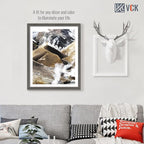 VCK 24x30 Frame Set of 5, Gray Solid Wood Poster Picture Frame, Exclusive Wood Grain, Wall Mounting Hanging