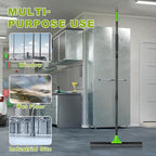 Rubber Floor Squeegee with 24” Heavy Duty Silicone Rubber Scraper Head and 60” Long Adjustable Handle, Shower Squeegees for Concrete Floor, on Multi-Surface Tile Glass Pool Garage Cleaning