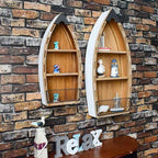 Wood Hanging Boat Shelf Set Nautical 3-Tiered Shelves for Living Room Bathroom Bedroom - Beach Themed Decorative Bookcase Wooden Wall Art Ornament Display Shelf Rustic Coastal Home Decor